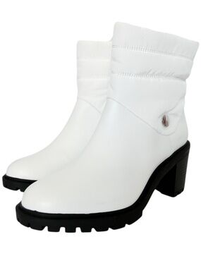 ALFANI Womens White Puffer Quilted Detailing Lug Sole Padded Boot Size 7.5